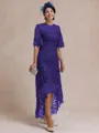 Classy A-line Scoop 1/2 Sleeves Asymmetrical Lace Mother of the Bride Dress