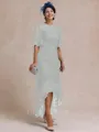 Classy A-line Scoop 1/2 Sleeves Asymmetrical Lace Mother of the Bride Dress