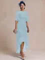 Classy A-line Scoop 1/2 Sleeves Asymmetrical Lace Mother of the Bride Dress