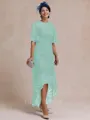 Classy A-line Scoop 1/2 Sleeves Asymmetrical Lace Mother of the Bride Dress
