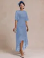 Classy A-line Scoop 1/2 Sleeves Asymmetrical Lace Mother of the Bride Dress