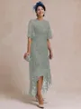 Classy A-line Scoop 1/2 Sleeves Asymmetrical Lace Mother of the Bride Dress