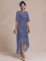 Classy A-line Scoop 1/2 Sleeves Asymmetrical Lace Mother of the Bride Dress