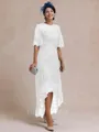 Classy A-line Scoop 1/2 Sleeves Asymmetrical Lace Mother of the Bride Dress