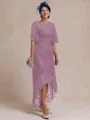 Classy A-line Scoop 1/2 Sleeves Asymmetrical Lace Mother of the Bride Dress
