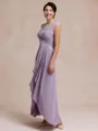 Radiant A-line Scoop Appliques Lace Asymmetrical Chiffon Mother of the Bride Dress