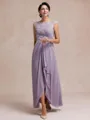 Radiant A-line Scoop Appliques Lace Asymmetrical Chiffon Mother of the Bride Dress