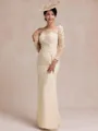 Gorgeous Sheath Scoop Long Sleeves Appliques Lace Floor-Length Chiffon Mother of the Bride Dress