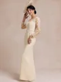 Gorgeous Sheath Scoop Long Sleeves Appliques Lace Floor-Length Chiffon Mother of the Bride Dress