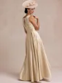 Polished A-line Scoop Appliques Lace Asymmetrical Satin Mother of the Bride Dress