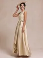 Polished A-line Scoop Appliques Lace Asymmetrical Satin Mother of the Bride Dress