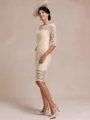 Modest Sheath Bateau 3/4 Sleeves Knee-Length Lace Mother of the Bride Dress