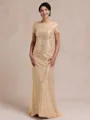 Endearing Sheath Scoop Short Sleeves Sweep Train Mother of the Bride Dress