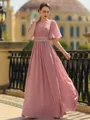 Striking A-Line/Princess Chiffon Ruched V-Neck 1/2 Sleeves Floor-Length Mother of the Bride Dresses