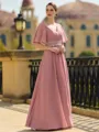Striking A-Line/Princess Chiffon Ruched V-Neck 1/2 Sleeves Floor-Length Mother of the Bride Dresses