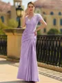 Stunning Sheath/Column Silk like Satin Applique V-Neck Short Sleeves Floor-Length Mother of the Bride Dress