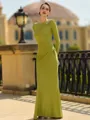 Elegant Sheath/Column Jersey Ruched Scoop Long Sleeves Floor-Length Mother of the Bride Dresses
