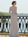 Captivating Sheath/Column 30D Chiffon Beading V-Neck 3/4 Sleeves Floor-Length Mother of the Bride Dresses