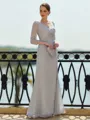 Captivating Sheath/Column 30D Chiffon Beading V-Neck 3/4 Sleeves Floor-Length Mother of the Bride Dresses