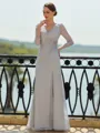 Captivating Sheath/Column 30D Chiffon Beading V-Neck 3/4 Sleeves Floor-Length Mother of the Bride Dresses