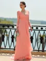 Glam A-Line/Princess Chiffon Ruched V-Neck Long Sleeves Sweep Train Mother of the Bride Dresses