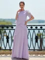 Immaculate Sheath Scoop 3/4 Sleeves Cascading Ruffles Floor-Length Chiffon Mother of the Bride Dress