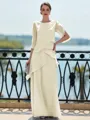 Immaculate Sheath Scoop 3/4 Sleeves Cascading Ruffles Floor-Length Chiffon Mother of the Bride Dress