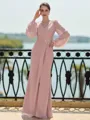 Trendy A-Line/Princess Chiffon Applique V-Neck Long Sleeves Floor-Length Mother of the Bride Dresses