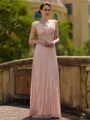 Chic A-line V-Neck Pleated Floor-Length Mother of the Bride Dress