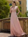 Chic A-line V-Neck Pleated Floor-Length Mother of the Bride Dress