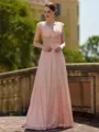 Chic A-line V-Neck Pleated Floor-Length Mother of the Bride Dress