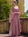 Luxurious A-Line/Princess Chiffon Ruched V-Neck 3/4 Sleeves Floor-Length Mother of the Bride Dresses