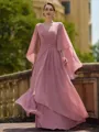 Luxurious A-Line/Princess Chiffon Ruched V-Neck 3/4 Sleeves Floor-Length Mother of the Bride Dresses