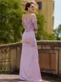 Aristocratic Sheath/Column Charmeuse Ruched Off-the-Shoulder Short Sleeves Floor-Length Mother of the Bride Dresses