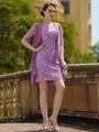 Delicate Sheath/Column Lace V-Neck 1/2 Sleeves Short/Mini Mother of the Bride Dresses