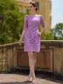 Delicate Sheath/Column Lace V-Neck 1/2 Sleeves Short/Mini Mother of the Bride Dresses