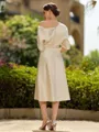 Fashion A-Line/Princess Charmeuse Ruched Off-the-Shoulder 1/2 Sleeves Tea-Length Mother of the Bride Dress