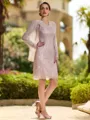 Elegant Sheath/Column Silk like Satin Lace V-Neck Sleeveless Knee-Length Mother of the Bride Dresses