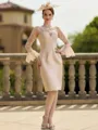 Unique Sheath/Column Satin Lace Scoop Long Sleeves Short/Mini Mother of the Bride Dresses