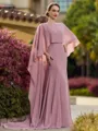 Grand Sheath/Column Chiffon Ruffles Scoop Long Sleeves Sweep Train Mother of the Bride Dresses