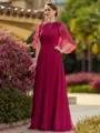 Gracious A-line Scoop Floor-Length 30D Chiffon Mother of the Bride Dress