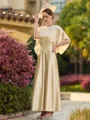 Graceful A-Line/Princess Silk like Satin Ruched Scoop 1/2 Sleeves Ankle-Length Mother of the Bride Dresses