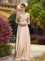 Timeless A-line Pleated Floor-Length Silk like Satin Mother of the Bride Dress