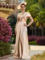 Timeless A-line Pleated Floor-Length Silk like Satin Mother of the Bride Dress