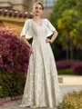 Tasteful A-line V-Neck Short Sleeves Appliques Lace Floor-Length Lace Mother of the Bride Dress