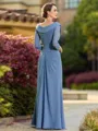 Radiant A-line V-Neck 3/4 Sleeves Ruffles Floor-Length Chiffon Mother of the Bride Dress