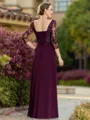 Impeccable A-line V-Neck 3/4 Sleeves Appliques Lace Floor-Length Chiffon Mother of the Bride Dress