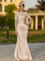 Perfect Sheath/Column Satin Lace Sweetheart Short Sleeves Floor-Length Mother of the Bride Dresses