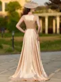 Graceful A-line Scoop Asymmetrical Silk like Satin Mother of the Bride Dress