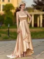 Graceful A-line Scoop Asymmetrical Silk like Satin Mother of the Bride Dress